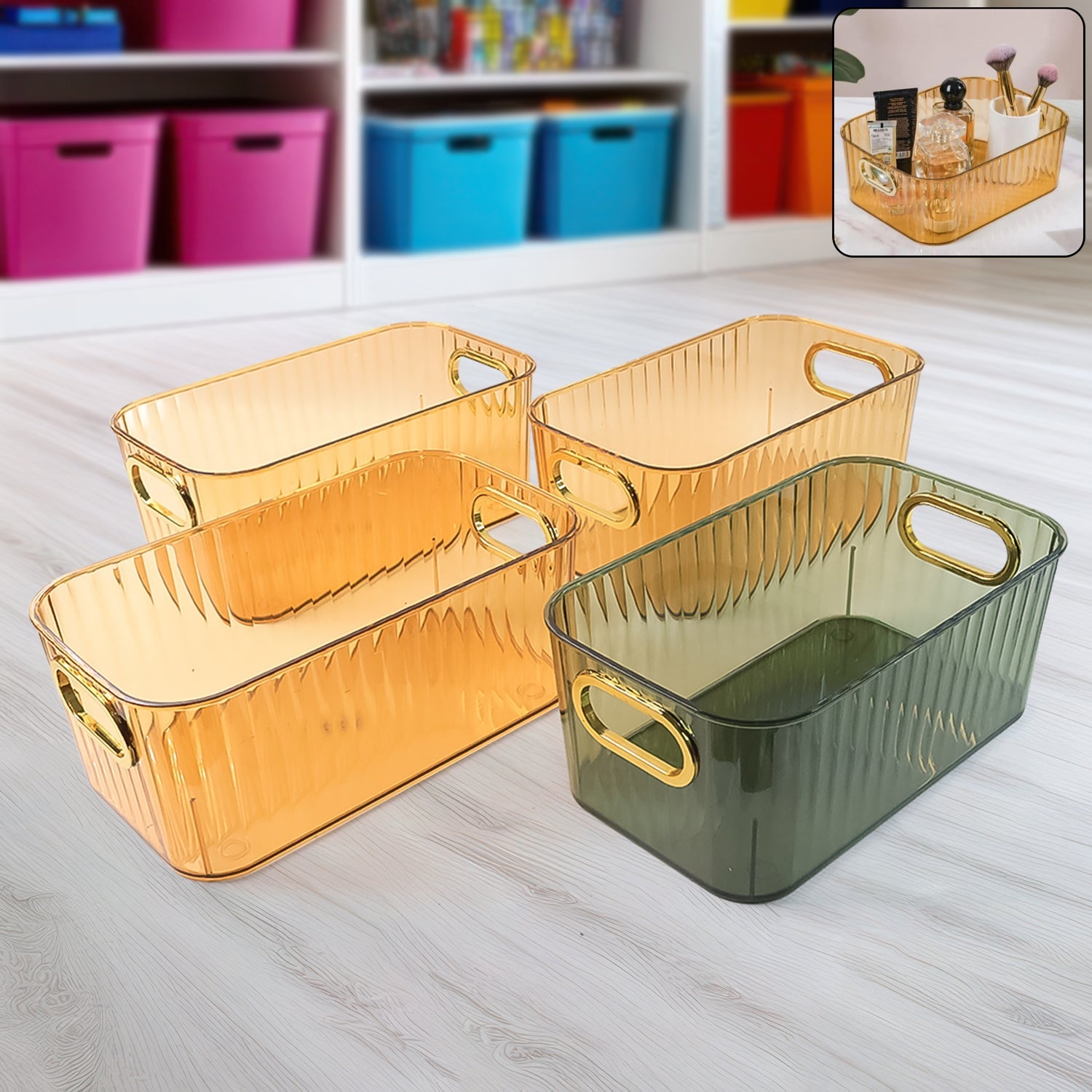 Premium Transparent Ribbed Storage Basket Premium Transparent Ribbed Storage Basket
